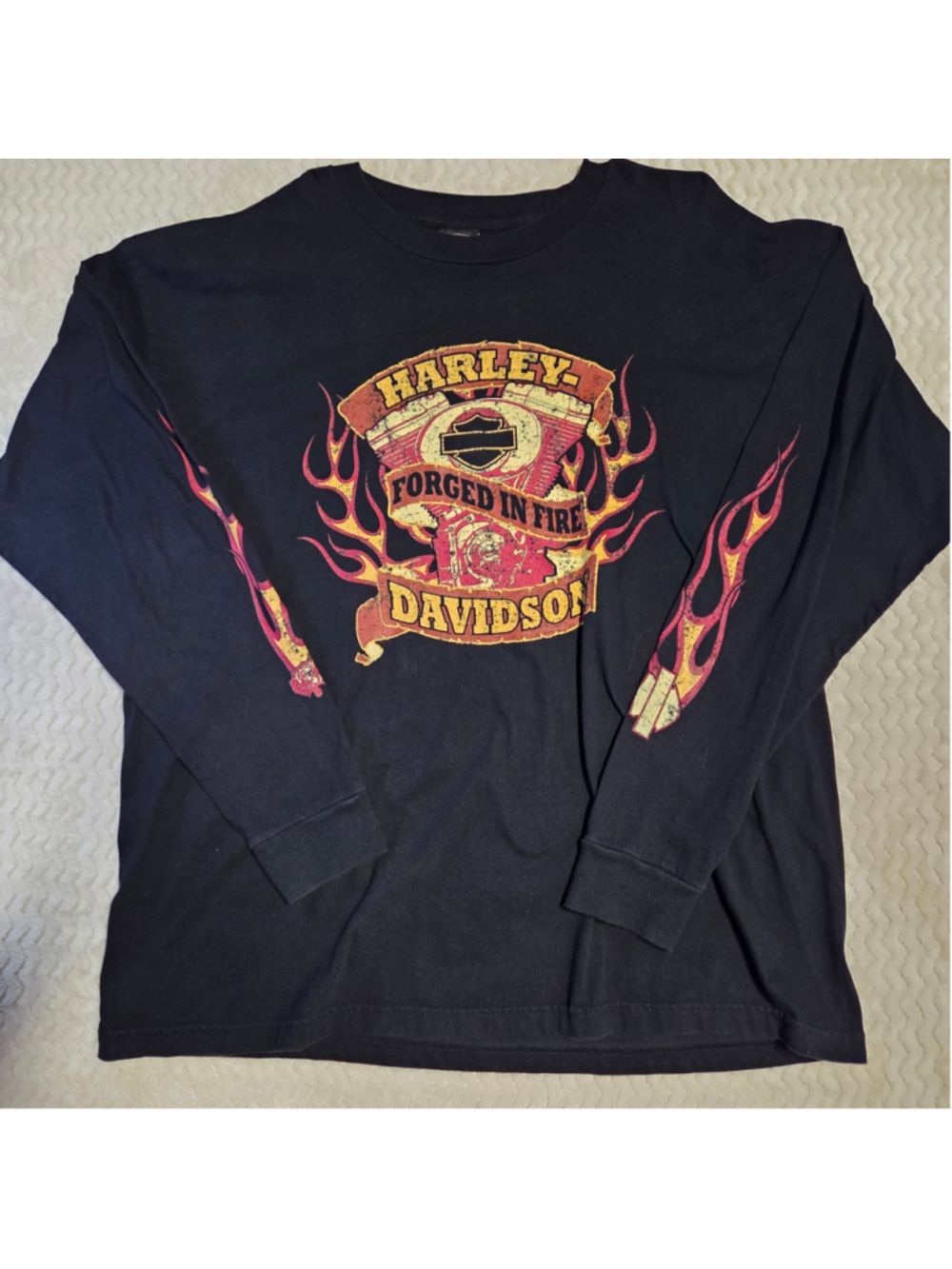 Men's Harley-Davidson Flame Sleeve Tee 3XL Black Red Forged In Fire
